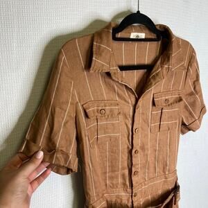 ROOLEE | Womans Romper 100% Linen Medium Brown‎